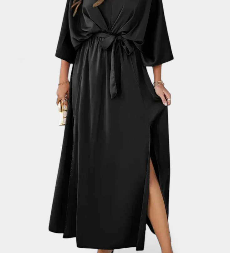 Milly Εlegant φόρεμα με φιόγκο και άνοιγμα