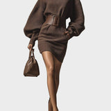 Camille | Κοντό Πλεκτό Φόρεμα με Δομημένη Ζώνη