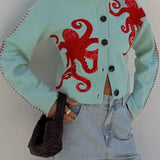 Phoebe - Πλεκτή ζακέτα με διασκεδαστικό σχέδιο χταποδιού