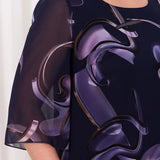 Φόρεμα Shriley από Σιφόν με Στάμπα Midnight Swirl και Ρευστή Σιλουέτα