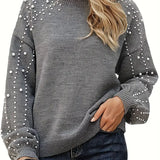 Quinlee - Πλεκτή μπλούζα με μακριά μανίκια και στρογγυλή λαιμόκοψη