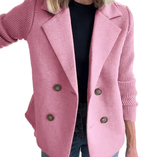 Amora - Κομψό Σακάκι με Πλεκτά Μανίκια (Elegant Knit-Sleeve Blazer)