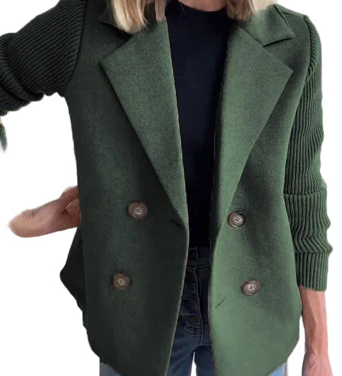 Amora - Κομψό Σακάκι με Πλεκτά Μανίκια (Elegant Knit-Sleeve Blazer)