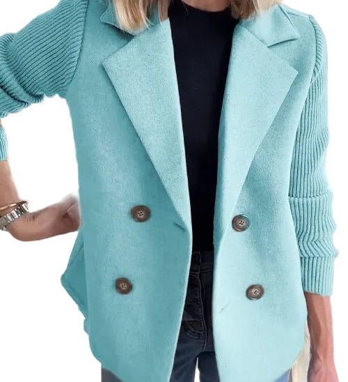 Amora - Κομψό Σακάκι με Πλεκτά Μανίκια (Elegant Knit-Sleeve Blazer)