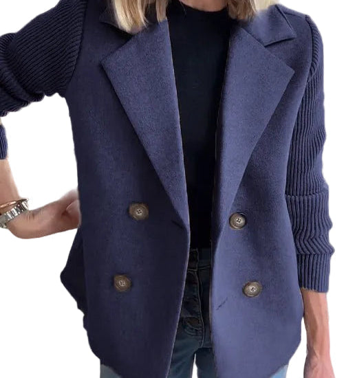 Amora - Κομψό Σακάκι με Πλεκτά Μανίκια (Elegant Knit-Sleeve Blazer)