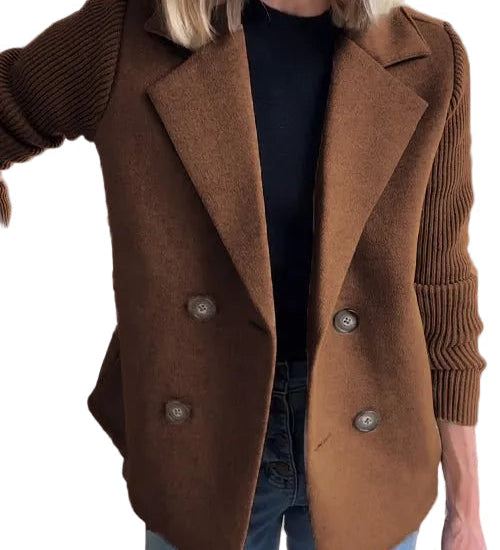 Amora - Κομψό Σακάκι με Πλεκτά Μανίκια (Elegant Knit-Sleeve Blazer)