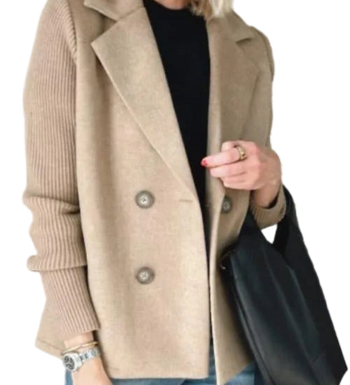 Amora - Κομψό Σακάκι με Πλεκτά Μανίκια (Elegant Knit-Sleeve Blazer)