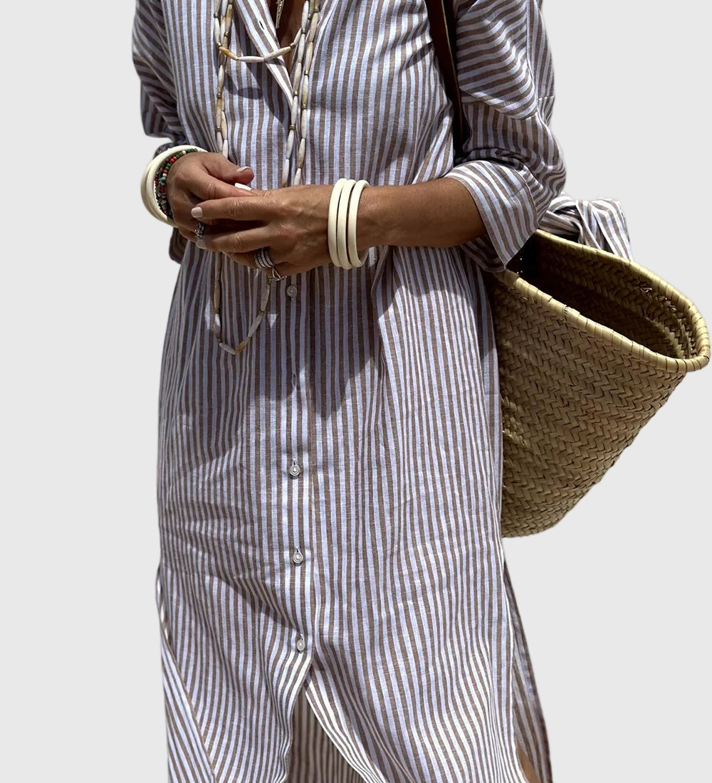 Αγλαΐα - Ριγέ Φόρεμα πουκάμισου