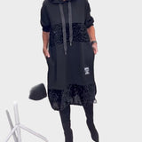 Marieta | Μοντέρνο Φόρεμα με Κουκούλα και Πάτσα