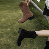 Umani | Γυναικεία Καστόρινα Μποτάκια με Χοντρό Τακούνι και Φερμουάρ στο Πίσω Μέρος