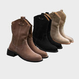 Umani | Γυναικεία Καστόρινα Μποτάκια με Χοντρό Τακούνι και Φερμουάρ στο Πίσω Μέρος