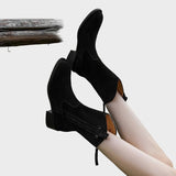 Umani | Γυναικεία Καστόρινα Μποτάκια με Χοντρό Τακούνι και Φερμουάρ στο Πίσω Μέρος