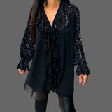 χαλαρά μπλουζάκια μονόχρωμα με βολάν