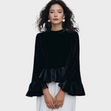 Moira | Μπλούζα Βελούδινη με Στρογγυλή Λαιμόκοψη και Ρίγες