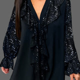 χαλαρά μπλουζάκια μονόχρωμα με βολάν