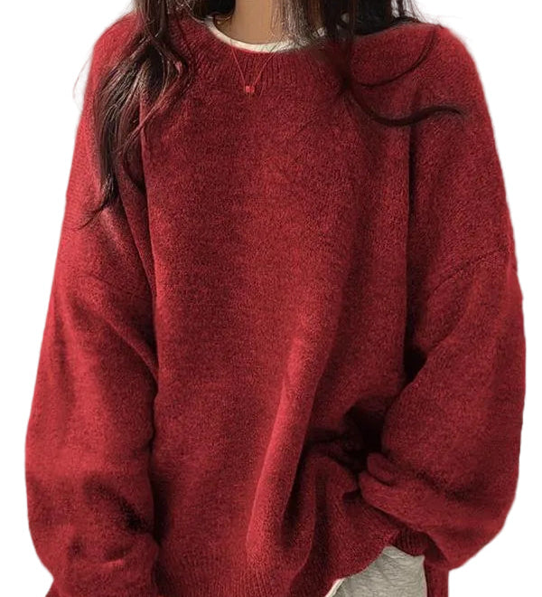 KIARA - Γυναικείο Πουλόβερ με Στρογγυλή Λαιμόκοψη, Χαμηλούς Ώμους και Πλαϊνά Σκισίματα (Women's Drop Shoulder Split Hem Round Neck Sweater)