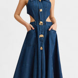 Alia Αμάνικο Τζιν Φόρεμα με Κόψιμο