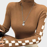 Wanda | Πουλόβερ με ζιβάγκο και καρό μανίκια