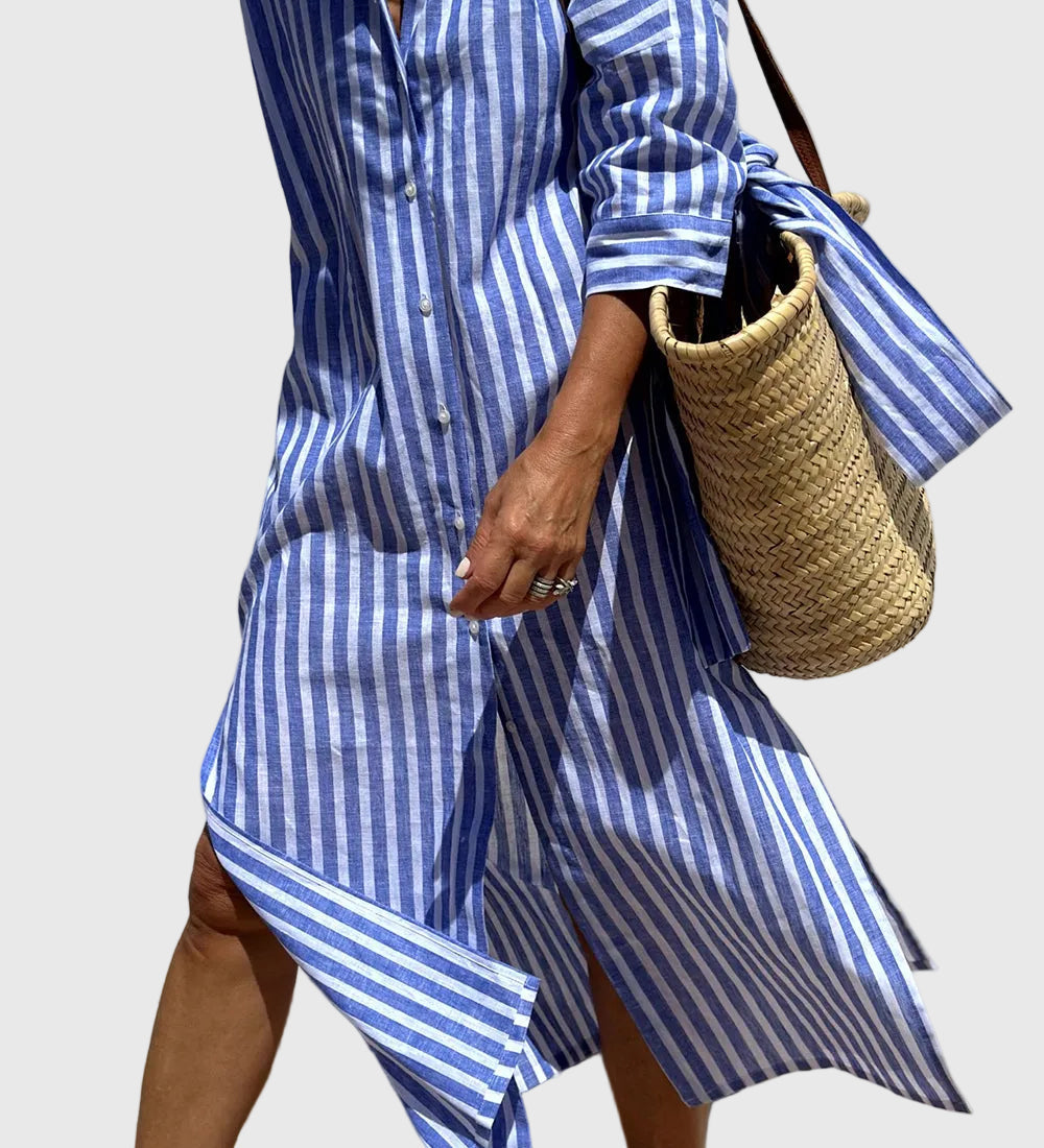 Αγλαΐα - Ριγέ Φόρεμα πουκάμισου