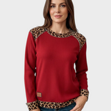 Cindy | Γυναικείο Casual Φούτερ με Λεοπάρ Μοτίβο - Κόκκινο / S