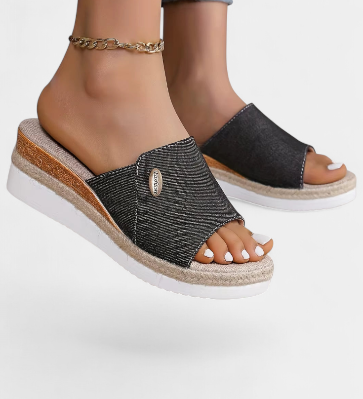 Πέδιλα Betina Ανοιχτής Πλατφόρμας από Φυσικό Ύφασμα