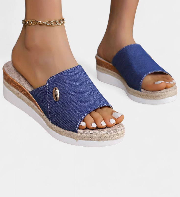 Πέδιλα Betina Ανοιχτής Πλατφόρμας από Φυσικό Ύφασμα