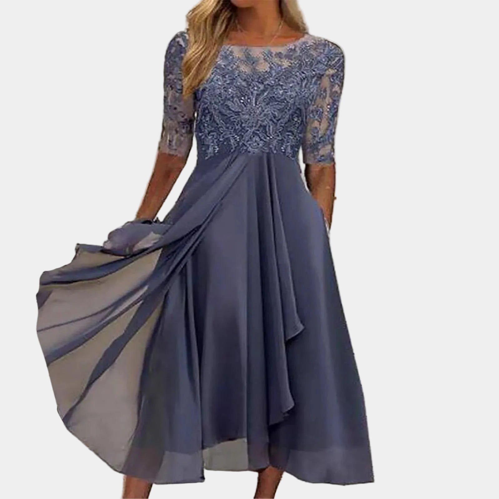 VICTORIA | Κομψό φόρεμα από δαντέλα με φαρδιά φούστα