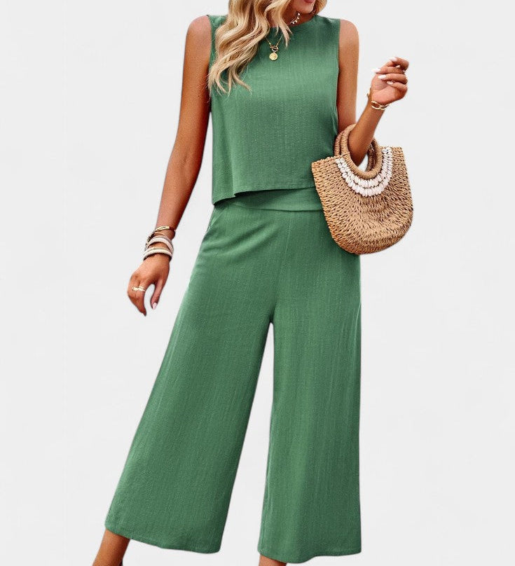 Lavinia Boho Σετ με Αέρινο Τοπ και Σορτς από Λινό και Βαμβάκι