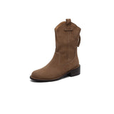 Umani | Γυναικεία Καστόρινα Μποτάκια με Χοντρό Τακούνι και Φερμουάρ στο Πίσω Μέρος