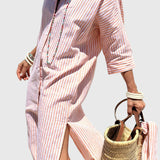 Αγλαΐα - Ριγέ Φόρεμα πουκάμισου