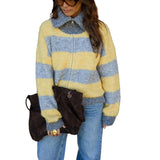 Λουσιάννα - Γκρι και Κίτρινη Ζακέτα Mayfair (Grey and Yellow Mayfair Cardigan)