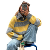 Λουσιάννα - Γκρι και Κίτρινη Ζακέτα Mayfair (Grey and Yellow Mayfair Cardigan)