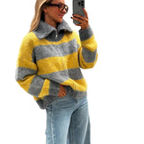 Λουσιάννα - Γκρι και Κίτρινη Ζακέτα Mayfair (Grey and Yellow Mayfair Cardigan)