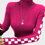 Wanda | Πουλόβερ με ζιβάγκο και καρό μανίκια