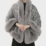 Emmalee | Γυναικείο κομψό σάλι με στρας από συνθετική γούνα