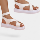 Estela Γυναικεία πέδιλα πλατφόρμας με συνθετικές σταυρωτές τιράντες