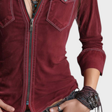 Mendy | Vintage πουκάμισο με φερμουάρ και τσέπες