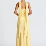 Elena – Maxi Φόρεμα με Ανοιχτούς Ώμους, Σκίσιμο & Choker Λεπτομέρεια