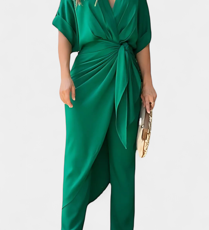 Mayleen Σταυρωτό Σετ με Μπροστινό Φιόγκο και Ίσιο Παντελόνι