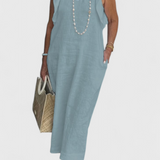 Yurena Αμάνικο Λινό Φόρεμα