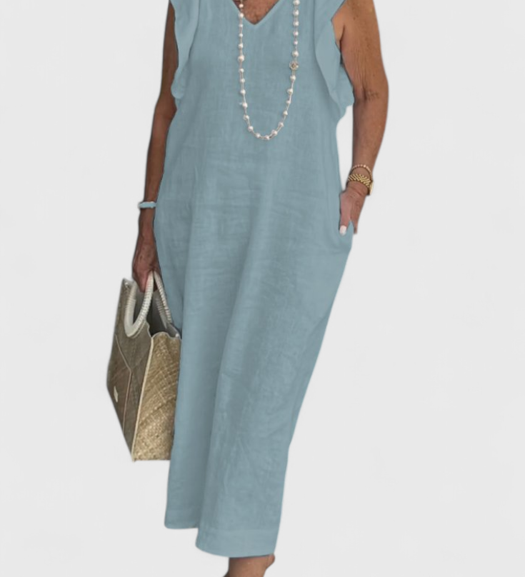 Yurena Αμάνικο Λινό Φόρεμα