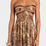 Τάσα Μάξι Φόρεμα με Δετό Λαιμό, Ανοιχτή Πλάτη και Κοψίματα