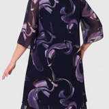 Φόρεμα Shriley από Σιφόν με Στάμπα Midnight Swirl και Ρευστή Σιλουέτα