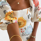 Kacey Μίντι Φόρεμα με Λουλουδάτο Μοτίβο και Φουσκωτά Μανίκια