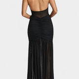 Therese Θερέζ Μακρύ Φόρεμα από με Βαθύ Ντεκολτέ και Σμιλευμένο Σούρωμα