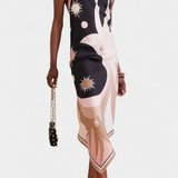 Φόρεμα Rosenda με Ανοιχτή Πλάτη και Αφηρημένο Μοτίβο