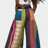 Claudine Casual Παντελόνι με Φαρδύ Μπατζάκι και Ριγέ Σχέδιο