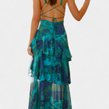 Domenica Φόρεμα από Σιφόν με Ντεκολτέ σε Σχήμα V και Αέρινες Στρώσεις