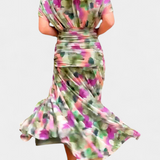 Αλόνδρα Μακρύ Φόρεμα με Φανταχτερό Λουλουδάτο Σχέδιο και Ντεκολτέ σε Σχήμα V