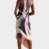 Φόρεμα Rosenda με Ανοιχτή Πλάτη και Αφηρημένο Μοτίβο